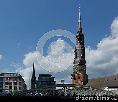 St. Nicholas Church and St. Michaelis Church in Hamburg - Germany - Europa Editorial Stock Photo
